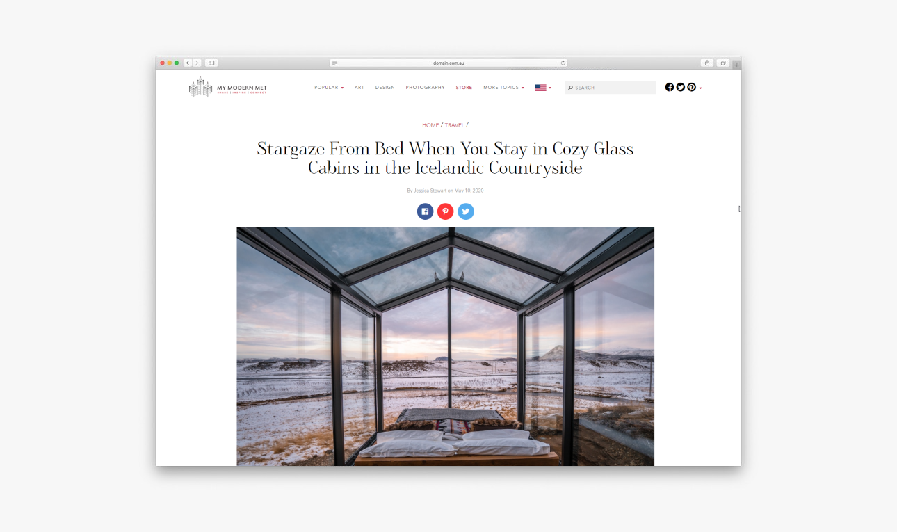 The Modern Met - Stargaze From Bed When You Stay in Cozy Glass Cabins in the Icelandic Countryside