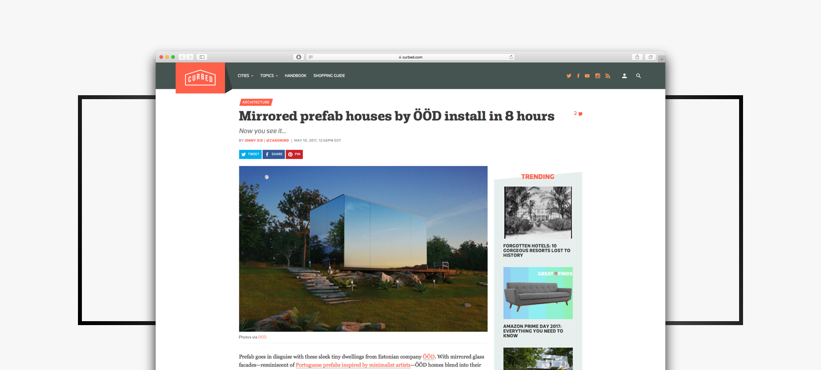 Curbed - Mirrored prefab houses by ÖÖD install in 8 hours